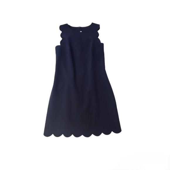 J. Crew Dress Scalloped Mini Laser Cut Navy Blue Wrinkle Free Size 00 - Picture 5 of 16